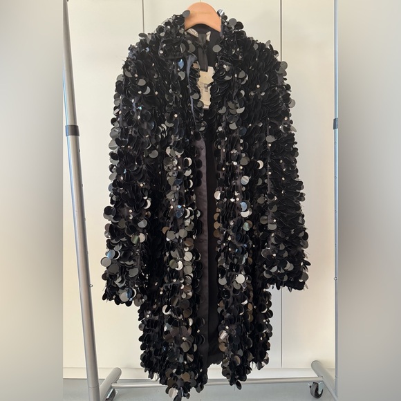 DES_PHEMMES Jackets & Blazers - Black Sequin Trench Coat